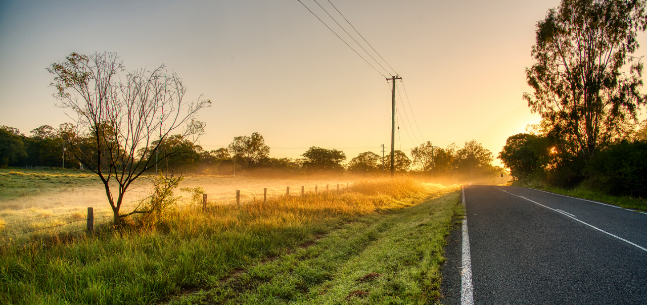 road with sunrise