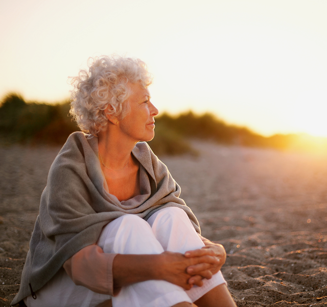 women looking into sunset